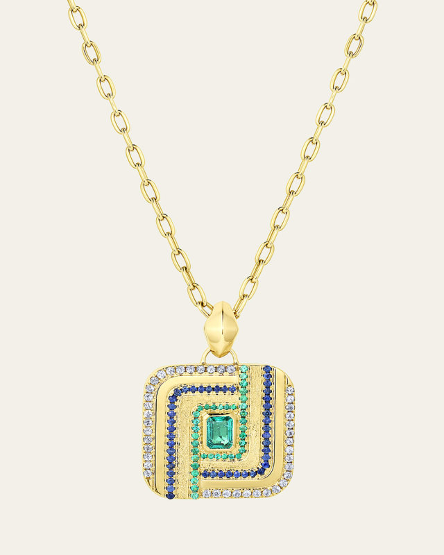 Color Wave Path Pendant 18K Gold Necklace